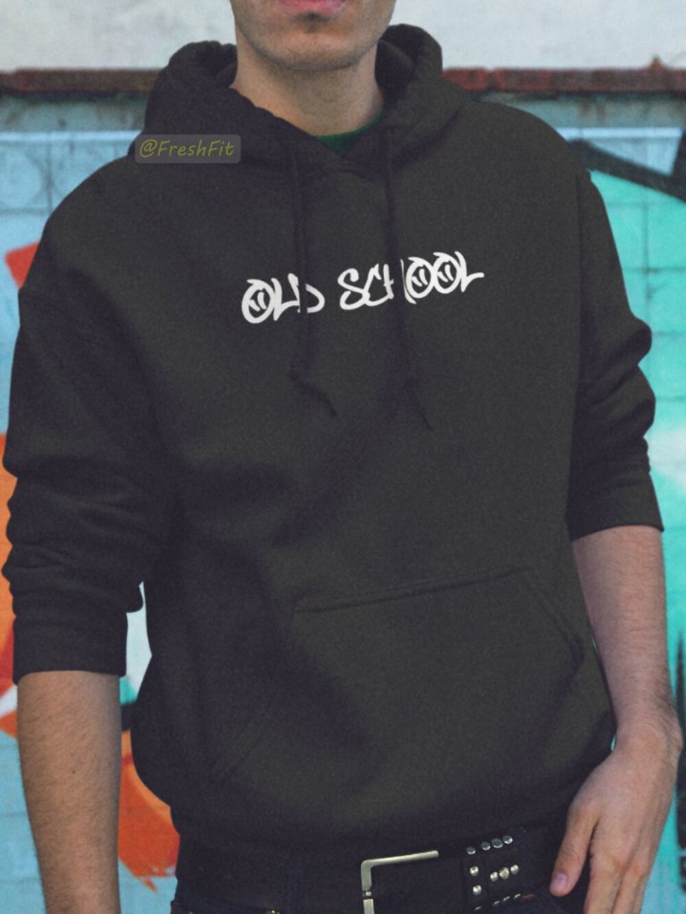 🆕Old School Black Fleece Pullover Hoodie